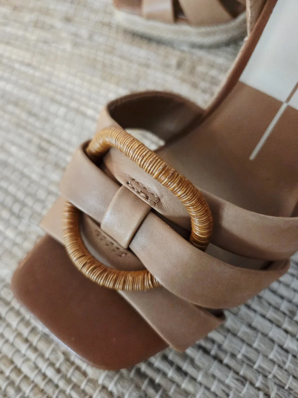 Dolce Vita Tan Espadrille Wedge Sandals with Rattan Ring 7.5